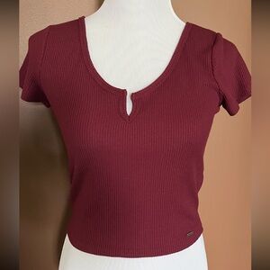 Hollister Burgundy Ribbed Top